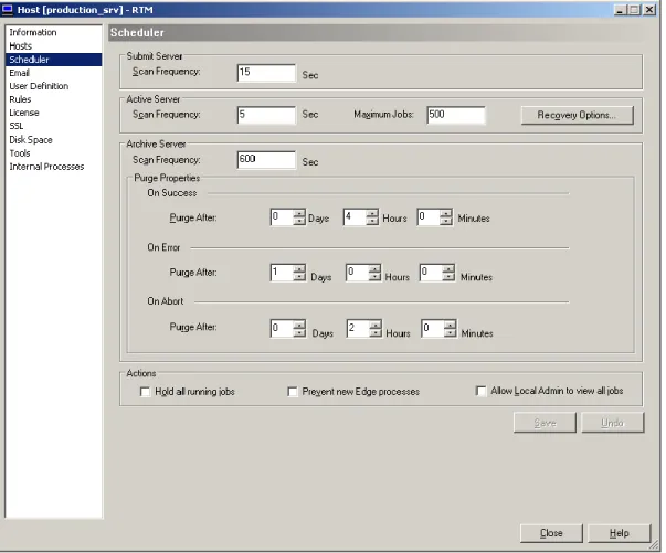 Figure 10: Scheduler Properties 