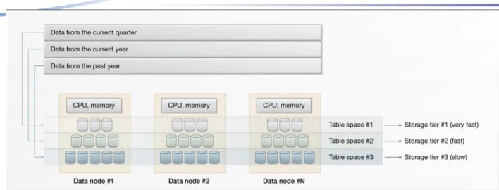 Figure 2: Sample multi-tier storage setup in a partitioned database environment 