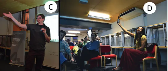 Fig. 10.2 The Citizen Cyberscience Summit Hack Day 2012,  London, UK: Image C – Leif Percifield of Newell Brands presenting the outcomes of the Air Quality Egg challenge at the Show & Tell
