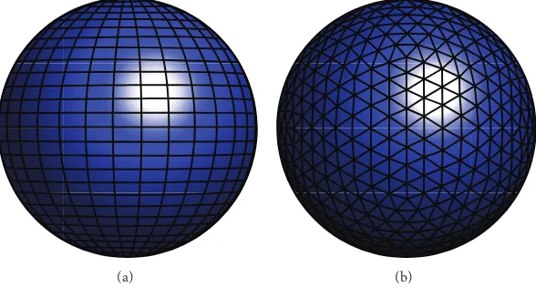 Figure 2: Example of regularly sampled meshes on sphere: UV sphere (left) and geodesic icosphere (right)