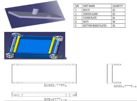 Fig.2. 3D mold cavity views and its part drawings using CATIA V5 