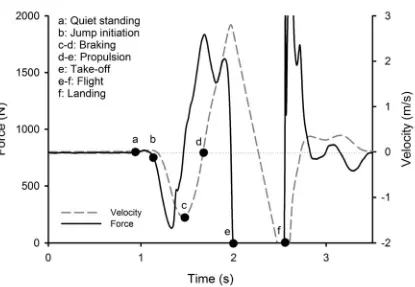 Figure 1. Identification of the braking and propulsion phases of countermovement 
