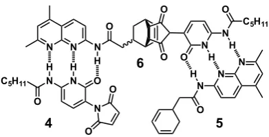Figure 1.21A Diels-Alder reaction based replicator reported by Wang and Sutherland. Reactionbetween ene 4 and diene 5 produces template 6, capable of templating its own formationvia the ternary catalytic complex [4·5·6], mediated by hydrogen-bonding recogn