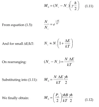 Figure 1.3  The vector sum of all spin packets is represented by the net magnetisation vector, M0