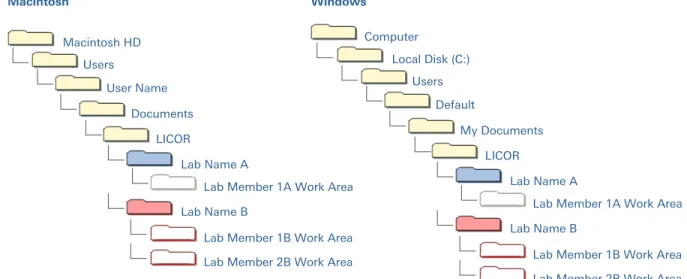 Figure 2. Efficient way to organize Work Area folders when multiple lab groups will be using the same computer account.