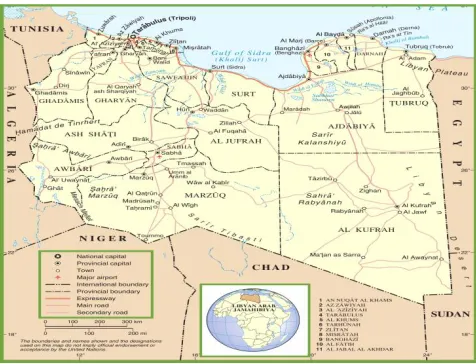 Figure 2 : The geography map of Libya (main region and cities) 