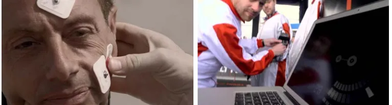 Figure 5: Example stills from Case Study 2: application of sensors (left); monitoring equipment (right)