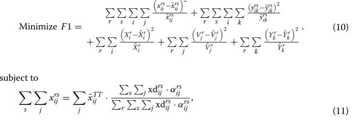Table 3). Blocks A1 and A2 concerning the domestic inter-regional transaction of the target country are estimated and balanced by using the following linear programming model