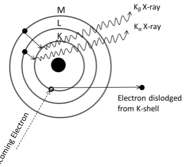 Figure 2-1 Generation of X-rays resulted from electron transitions to K-shell from higher energy shells: 