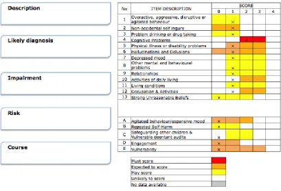 Figure 2. Colour coded rules of rating grids. 