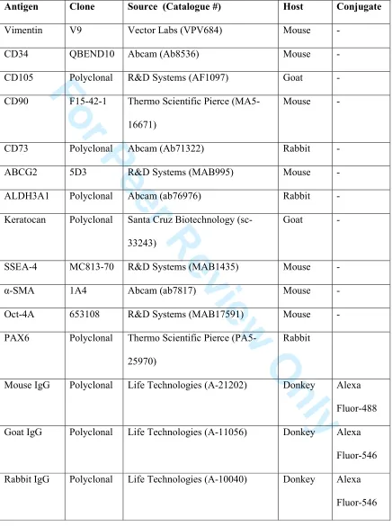 Table 2. Details of antibodies used in immunocytochemistry 