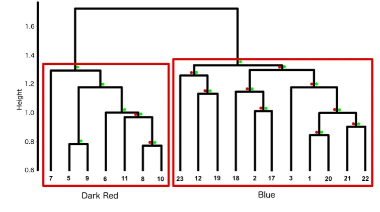 FIG. 6. Dendrogram of bootstrapped (1000) LSI average-linkage hierarchical 