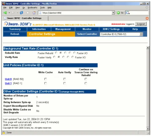 Figure 21.   Controller Settings Page