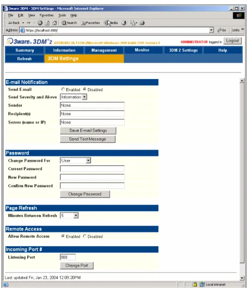 Figure 28.   3DM 2 Settings Page 