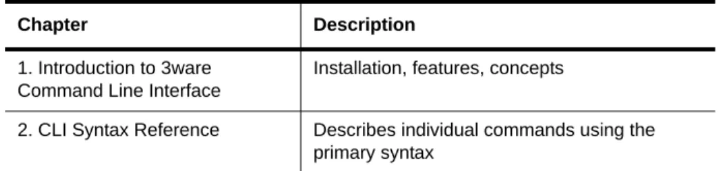 Table 1: Sections in this CLI Guide