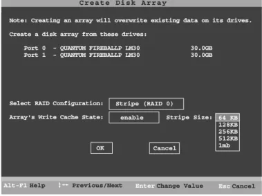 Figure 13.  Create Disk Array Display, RAID 0 Example