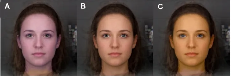Figure 5.1. Endpoint masks representing (A)average face colour -8 b* units and (B)average face colour +8 b* units.