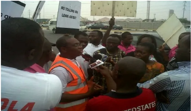 Figure 2.9: The Lekki toll gate protests  Source: Bella Naija (2011). 