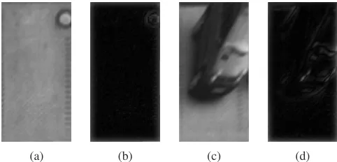 Fig. 5: Source image and output of the DoG-feature extrac-tor for vacant ((a),(b)) and occupied parking lot ((c),(d))