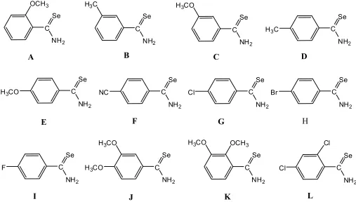 Figure 3. The chemical structures of primary arylselenoamides A – L. 
