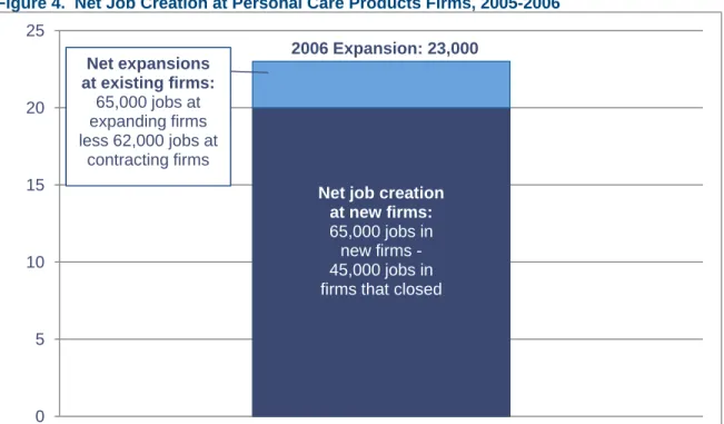 Figure 4.  Net Job Creation at Personal Care Products Firms, 2005-2006
