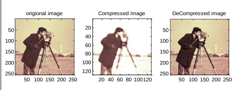 Fig. 2(a) Original image, (b) Compressed image and (c) De-compressed image 
