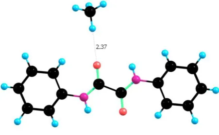 Figure 7:  The optimised geometry of the C14H12N2O2 – CH4 complex. 