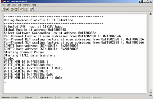 Figure 6. Hyperterminal session 