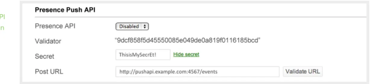 Figure 8  Presence API  configuration  in Meraki  dashboard