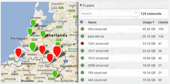 Figure 11 - Using a single dashboard organization, Skool provides managed network services to  schools across the Netherlands