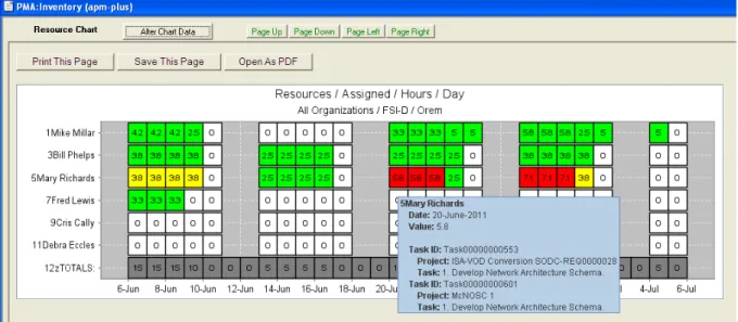 Figure 6 – Resource Management Chart Example: Daily View. 