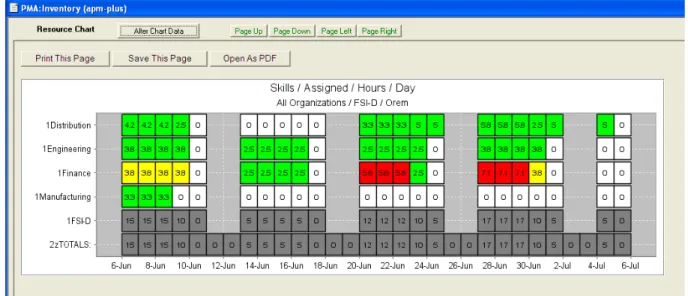 Figure 7 – Resource Management Chart Example: Organization within Skill View. 