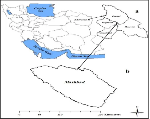 Fig. 1:  The geographical location of the study area in Iran 