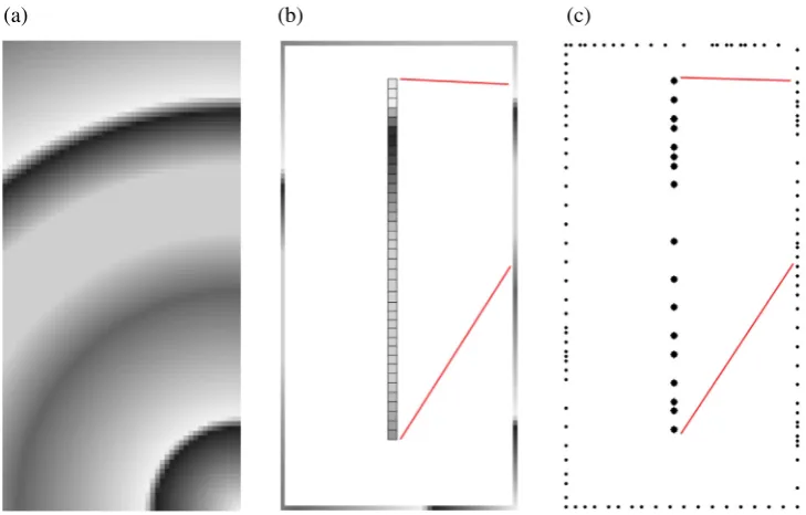 Fig. 3. Coarse numerical example showing the 2D ﬁlter being applied to a greyscale image