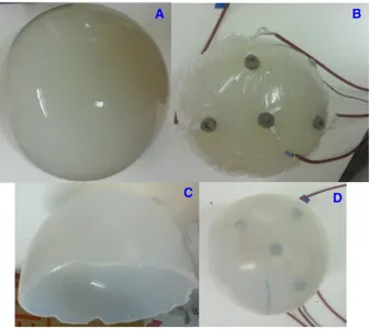 Fig. 2. Pictures depicting the assembly of the reference-layer set-up for use with the spherical phantom