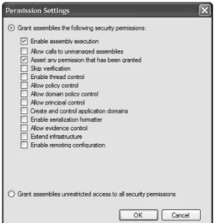 Figure 6.5: Options in the Permissions Settings Dialog