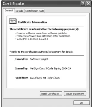 Figure 6.12: Certificate Information Dialog