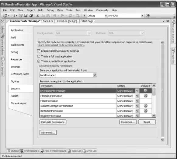 Figure 6.1: ClickOnce Security Settings