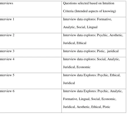 Figure 9: Main Analysis Interview Profile 