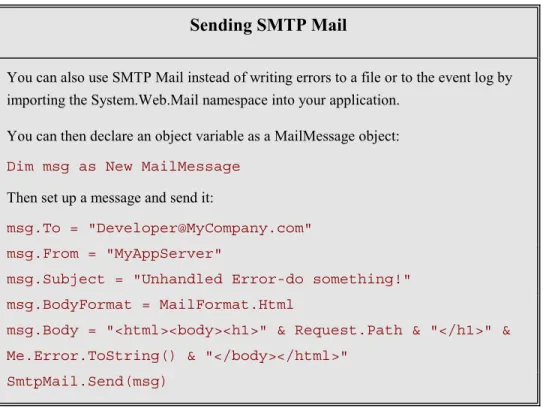 Figure 11 shows the CustomErrorPage.aspx page in browser mode, which was  automatically displayed when an unhandled exception occurred in the 