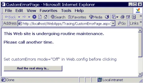 Figure 12. The custom error page button will attempt to reload Blowup.aspx 