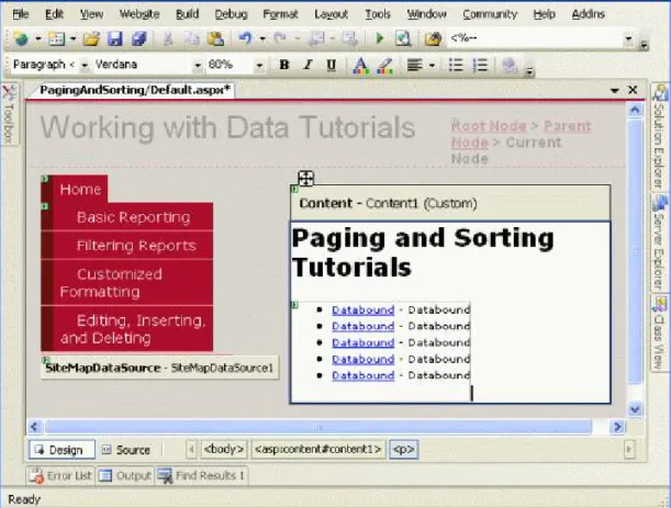 Figure 2: Add the SectionLevelTutorialListing.ascx User Control to Default.aspx 