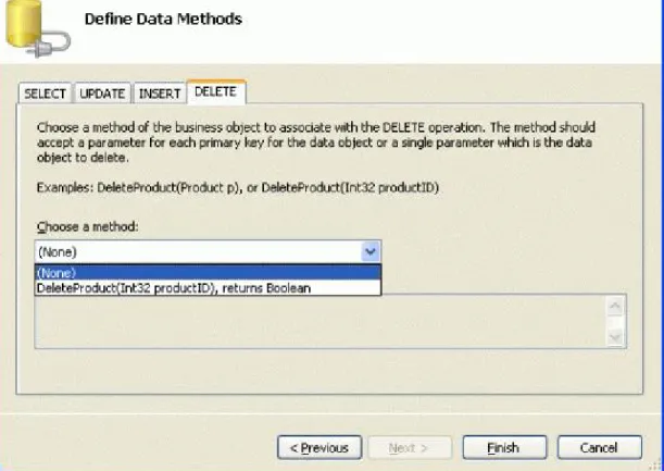 Figure 5: Choose the (None) Option in the Drop­Down List in the UPDATE, INSERT, and DELETE Tabs 