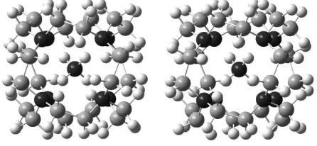 Figure 1. B3LYP optimized structure of NH4+@1 (stereoplot; N black, C gray).. 