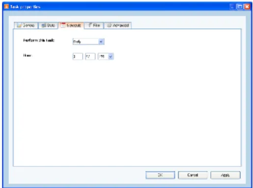 tab.  A  task  can  be  scheduled  by  setting  a  start  time  and  frequency. 
