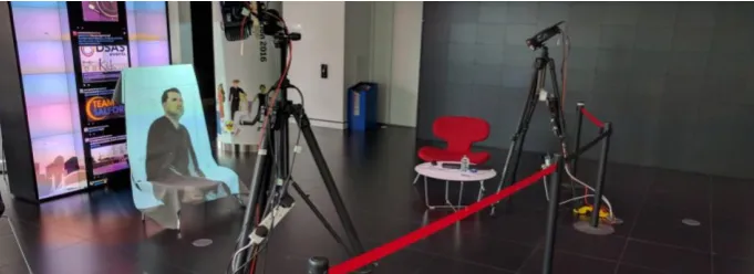 Figure 1: Experimental deployment in a semi-public space, testing elements of the system