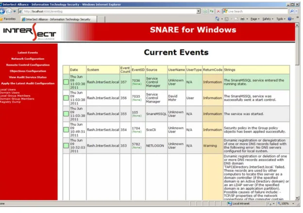 Figure 1 Main Event Window (Windows 2003) 