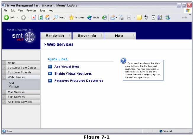 Figure 7-1 below shows the default screen when clicking on “Web Services”. 