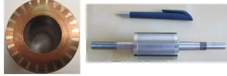 Fig. 17.  10kW 80,000rpm laminated rotor with drop-shaped bars [Cummins]  
