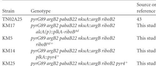 TABLE 1 A. nidulans strains used in this study